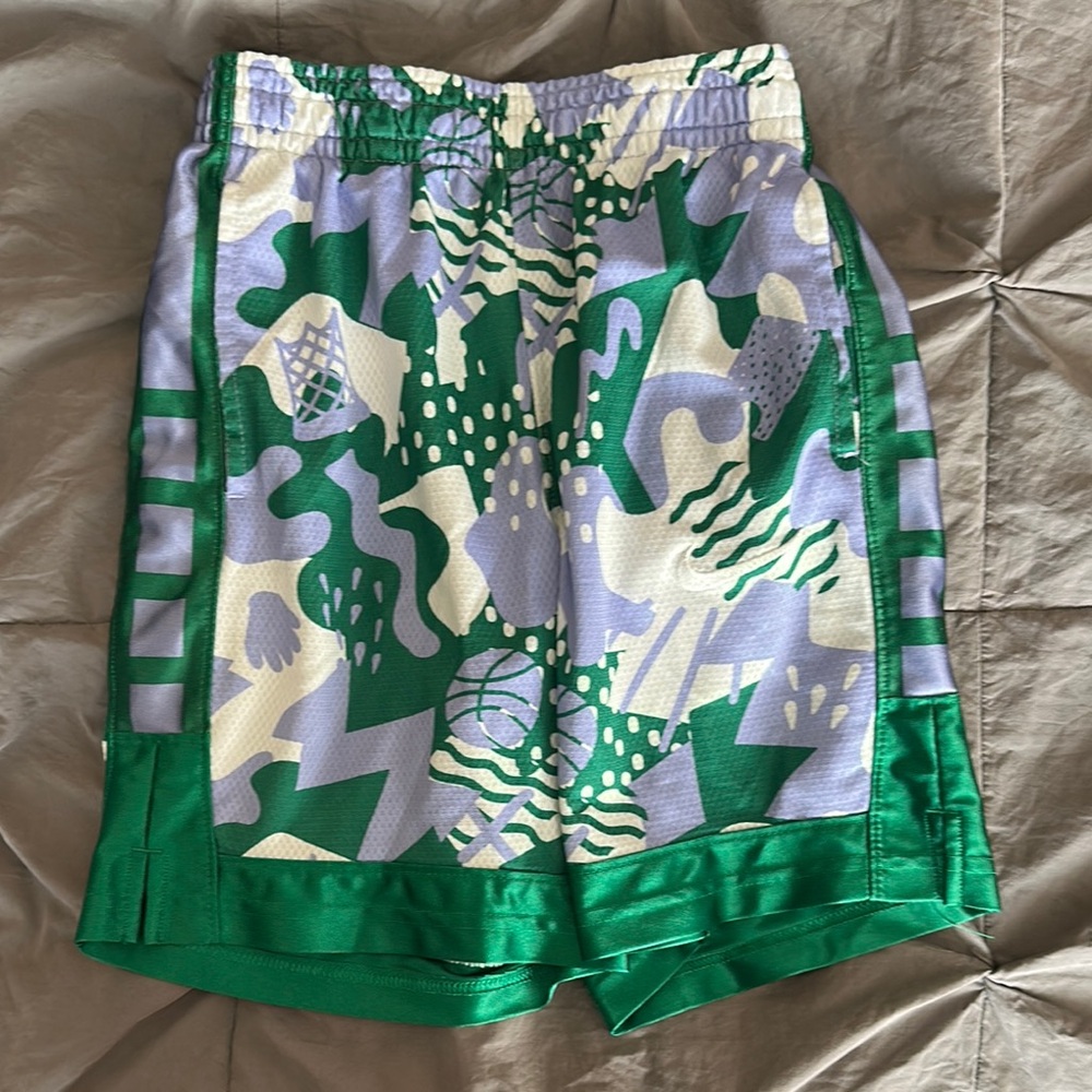 Nike Boys Medium Green and Purple Patterned Shorts